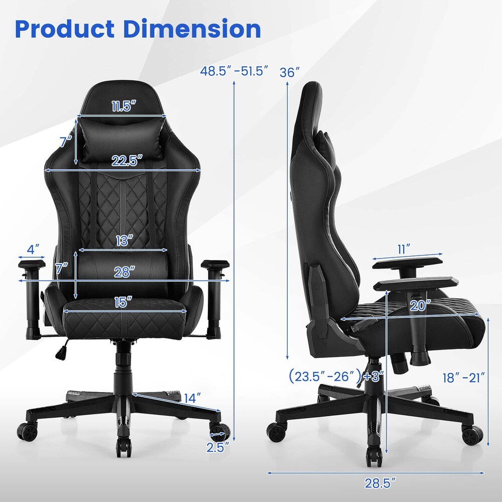 Costway Gaming Chair with RGB LED Lights Racing Game Chair with Meta