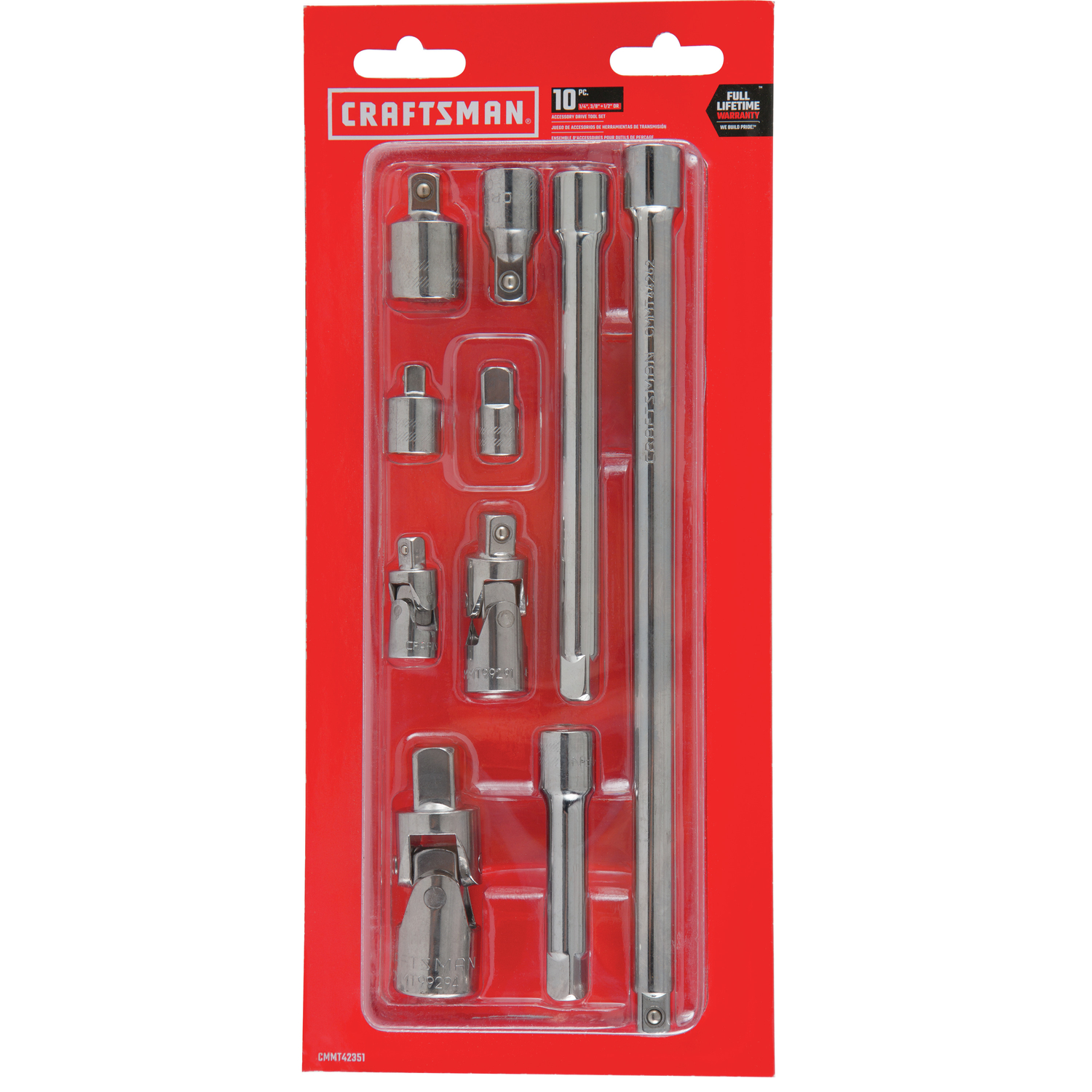 Craftsman 1/4， 3/8 and 1/2 in. drive Socket Accessory Set 10 pc