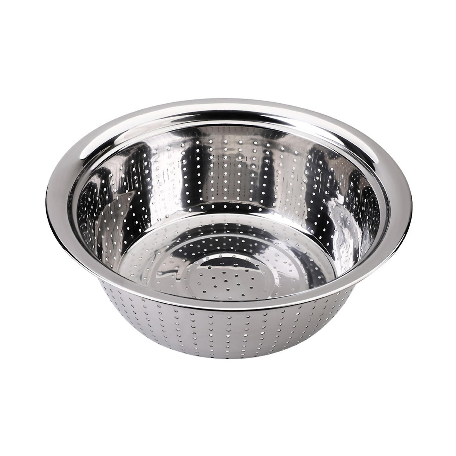 L (30cm) Stainless Steel Vegetable Basin Rice Bean Rinsing Bowl Kitchen Strainer Ss Mixing Washing Bowl With Drainage Holes Kitchen Colander Container