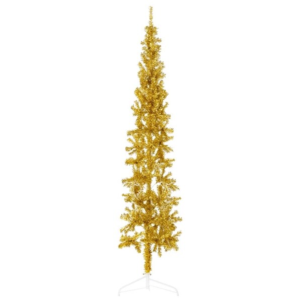 vidaXL Christmas Tree Decoration Slim Artificial Half Xmas Tree with Stand