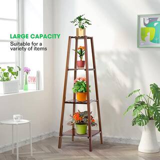 VIVOSUN 47.2in. Tall IndoorOutdoor Bamboo Wood Multifunctional Plant Stand (4-tiered) wal-PS021-4J