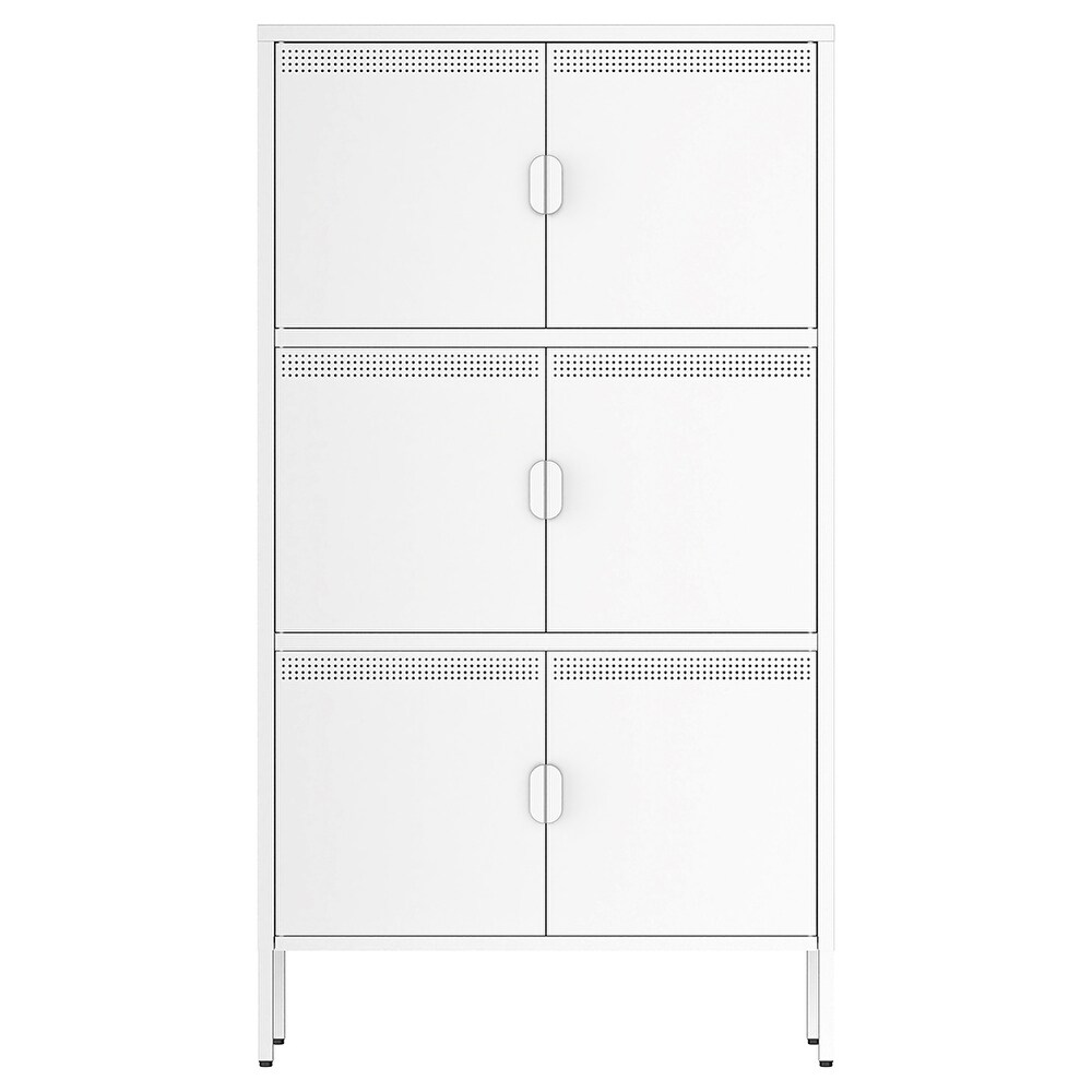 Metal Accent Storage Cabinet with 6 Doors and Adjustable Shelves