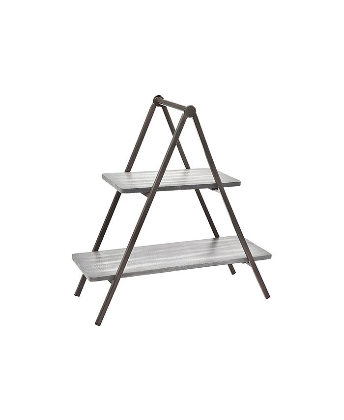 Godinger Grey Wash Wood and Metal Two Tier Server