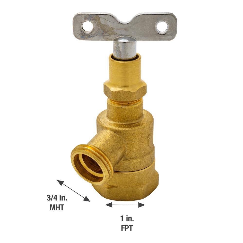 Everbilt 1 in. Brass FPT x MHT Bent Nose Loose Key Garden Valve 108-135EB