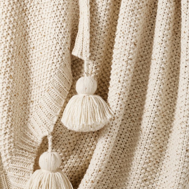 Knit Throw With Pom Tassels Throw Blanket Designed With Studio Mcgee