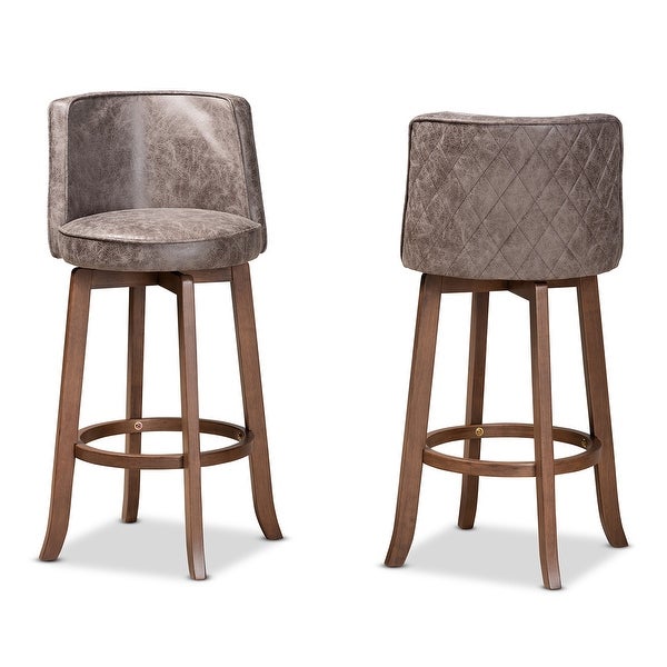 Adams Transitional Upholstered and Walnut Wood 2-PC Bar Stool Set