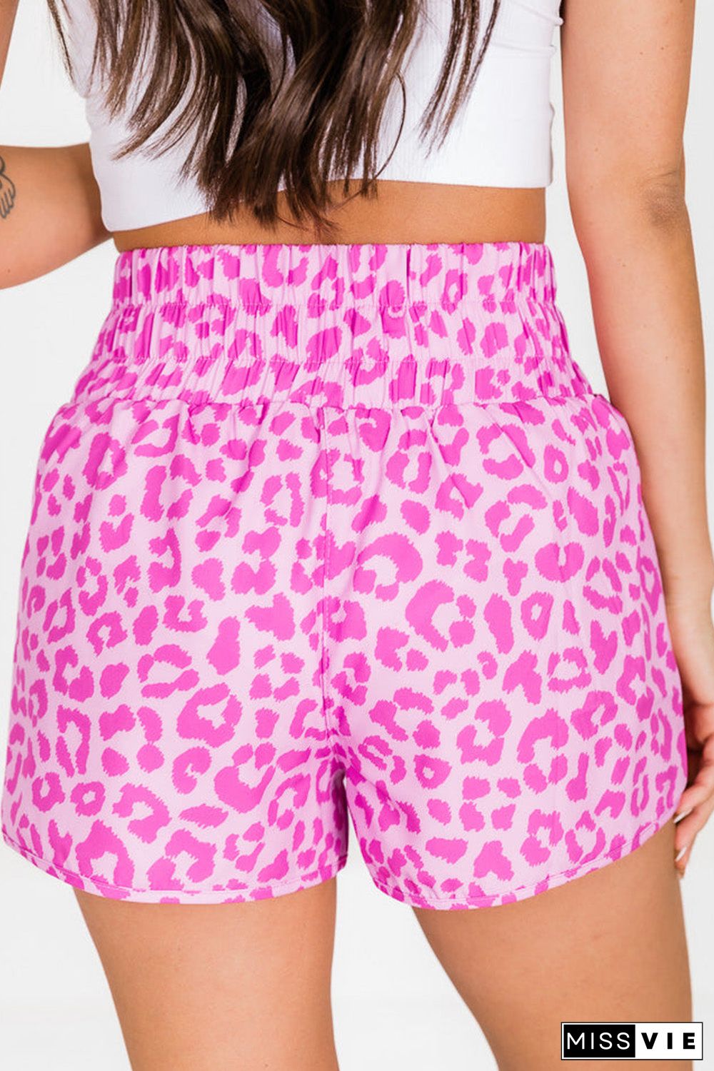 Print High Waisted Athletic Shorts