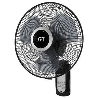 SPT 16 in. Indoor Black Mounted Wall Fan with Remote Control and Mounting Bracket Included SF-16W81B