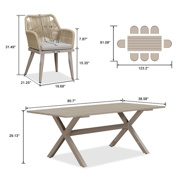 PURPLE LEAF PE Rattan Outdoor Dining Set with All Aluminum Frame