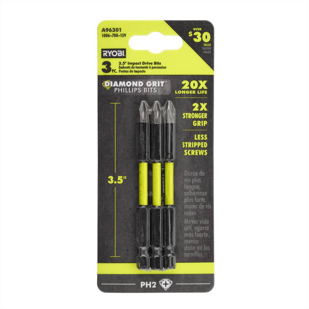 RYOBI 3-12 in. Diamond Grit Impact Drive Bits (3-Piece) A96301