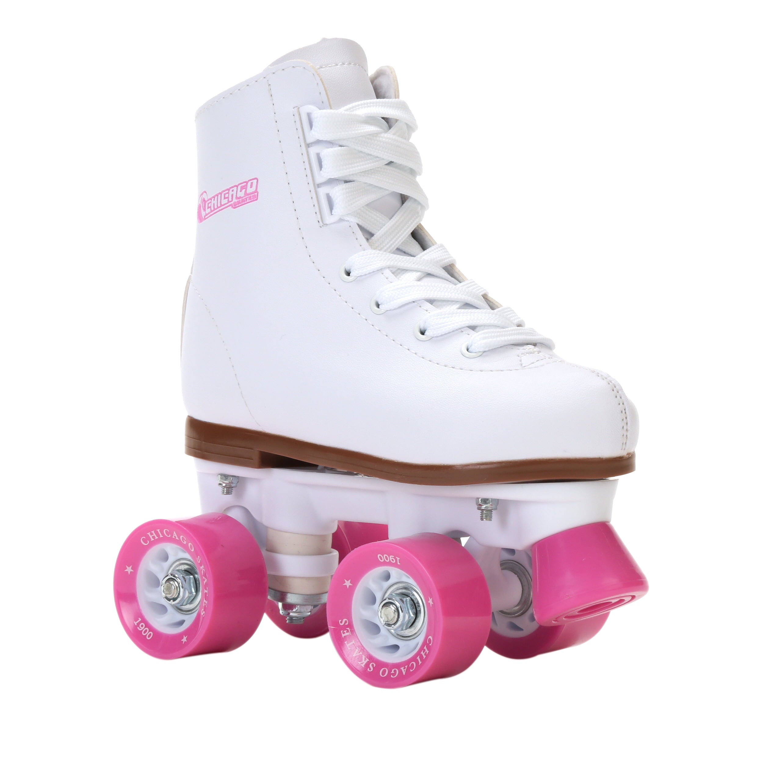 Chicago Skates Girls' Classic Quad Roller Skates White Junior Rink Skates， Size 1