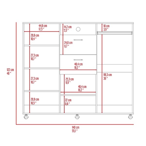 Contemporary 1-Shelf 2-Drawer 3-Cabinet Dresser for Bedroom， Superior Top， Modern Storage Dressers Organizer for Living Room - - 37828085