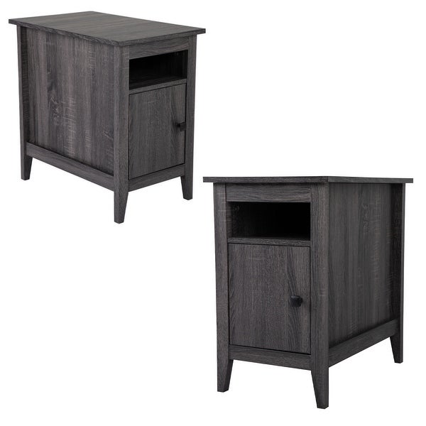 Set of 2 Nightstand for edroom Living Room， 1-Drawer Wooden End Table Bedside Table， HomeandKitchen Storage Cabinet - Cement Gray