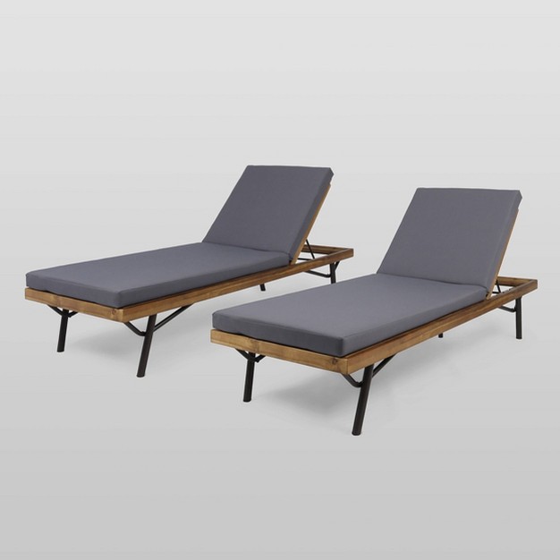 Canoga 2pk Acacia And Eucalyptus Chaise Lounge Teak dark Gray Christopher Knight Home