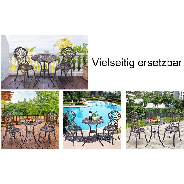 Costway Outdoor Patio Furniture Leaf Design Cast Aluminum Bistro Set Antique Copper