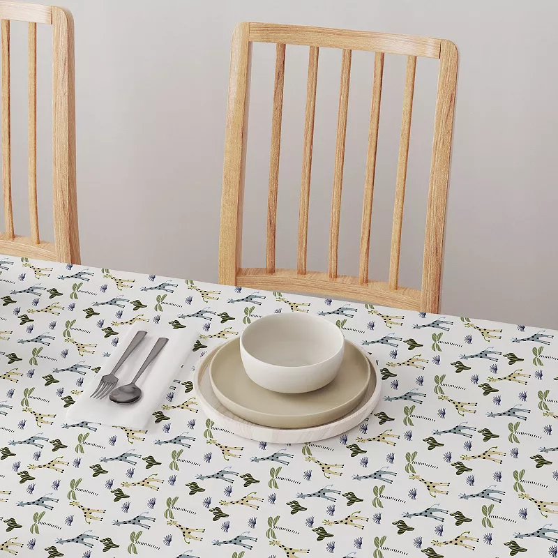 Rectangular Tablecloth， 100% Cotton， 60x120， Giraffe Wild Life