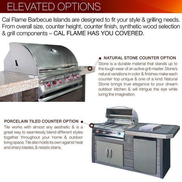 4-Burner， 7 ft. Stone Veneer Propane Grill Island in Stainless Steel