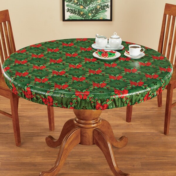 Holly StretchtoFit Holiday Table Cover