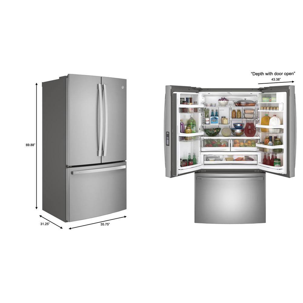 GE Profile 23.1 cu. ft. French Door Refrigerator in Fingerprint Resistant Stainless Steel ENERGY STAR and Counter Depth PWE23KYNFS