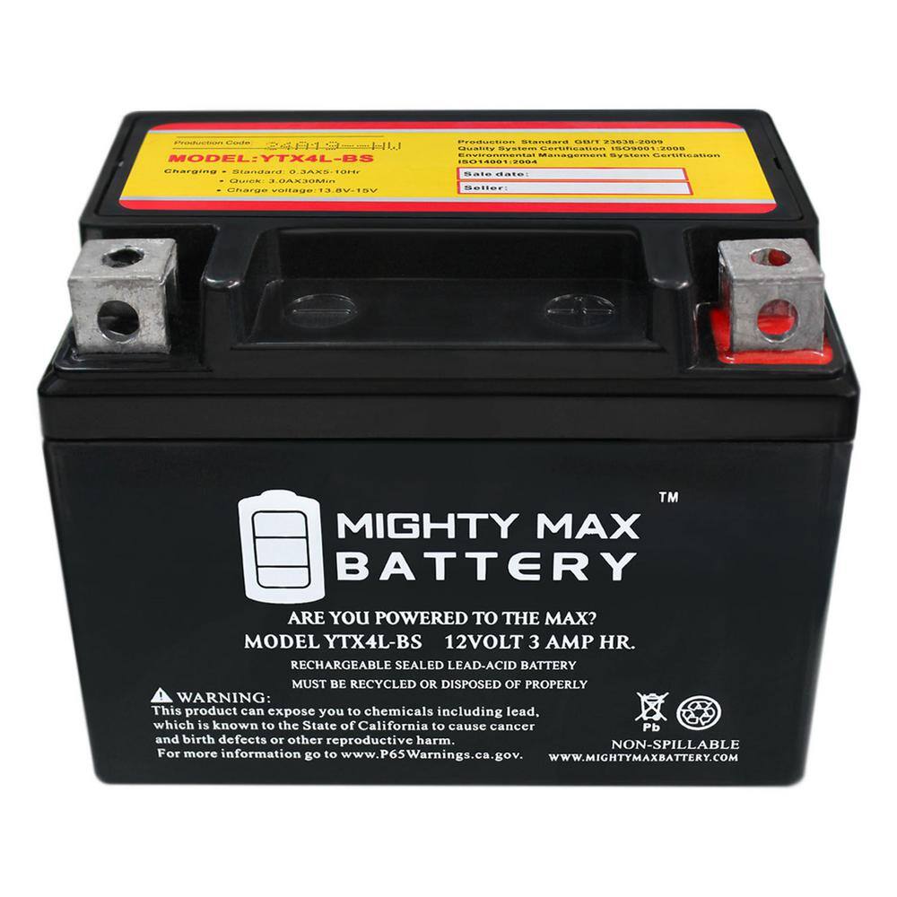 MIGHTY MAX BATTERY YTX4L-BS SLA Replacement Battery for ATV Tractor Mower 12VX4L MAX3952049