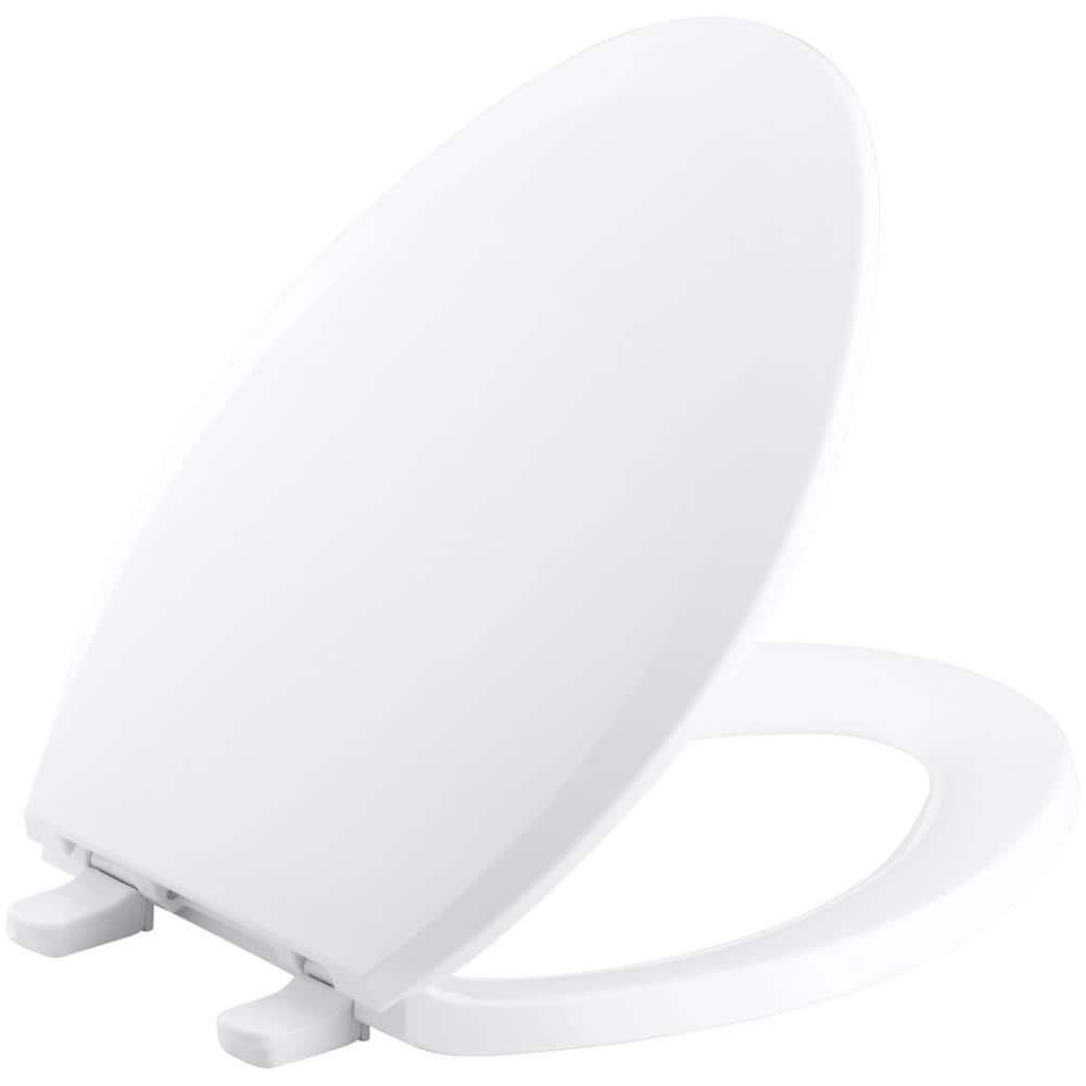 KOHLER Lustra Elongated ClosedFront Toilet Seat with AntiMicrobial Agent in White