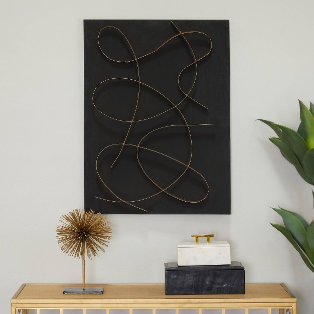 Metal Abstract Overlapping Lines Wall Decor With Gold Backing Cosmoliving By Cosmopolitan