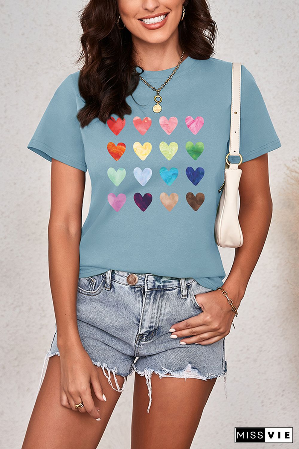 Watercolor Heart Tee, Heart Graphic Shirt Wholesale