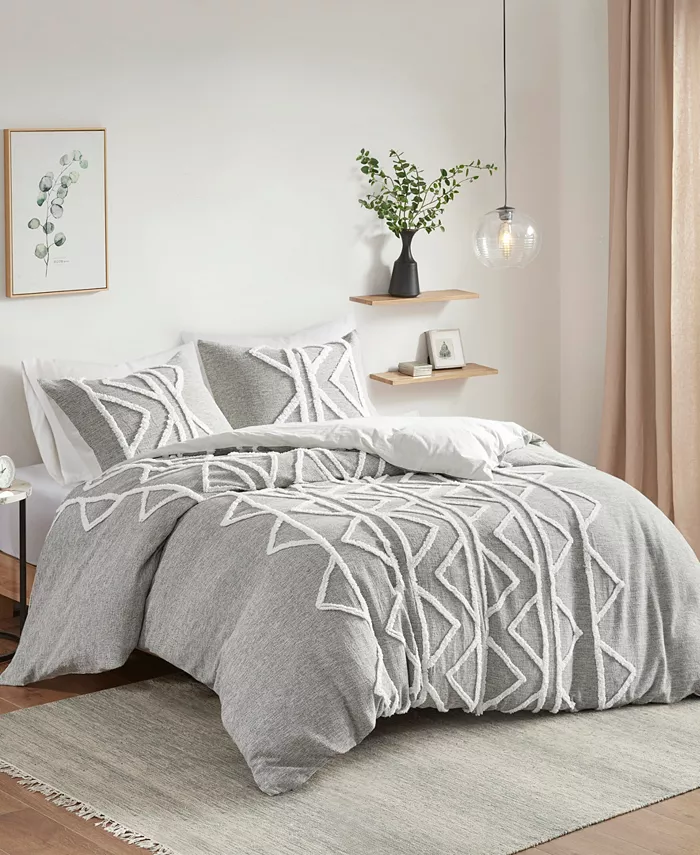 INK+IVY Hayes Chenille 3-Piece Cotton Duvet Cover Set， Full Queen