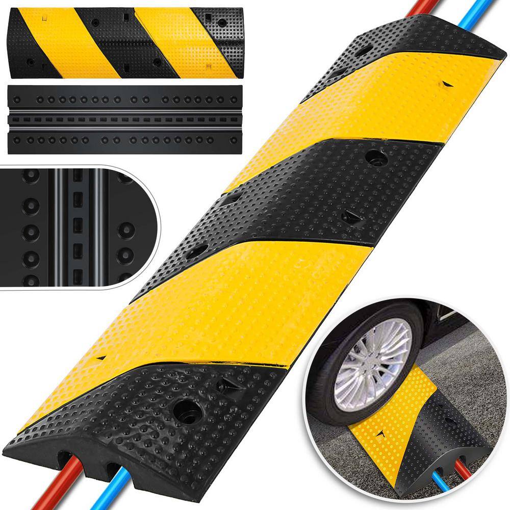 VEVOR 35.4 in. x 11.8 in. x 2.4 in. Cable Organizer 2-Channel Speed Bump 22046 lbs. Load Cable Protector Ramp 1-Pack GXB1G3FTZHHXWJSD1V0