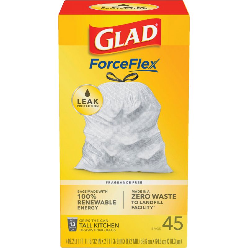 Glad Reinforced Strength Tall Kitchen Trash Bag 13 Gal. White