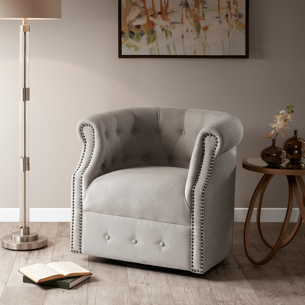 Owen Swivel Chair   Transitional   Armchairs And Accent Chairs   by Olliix  Houzz