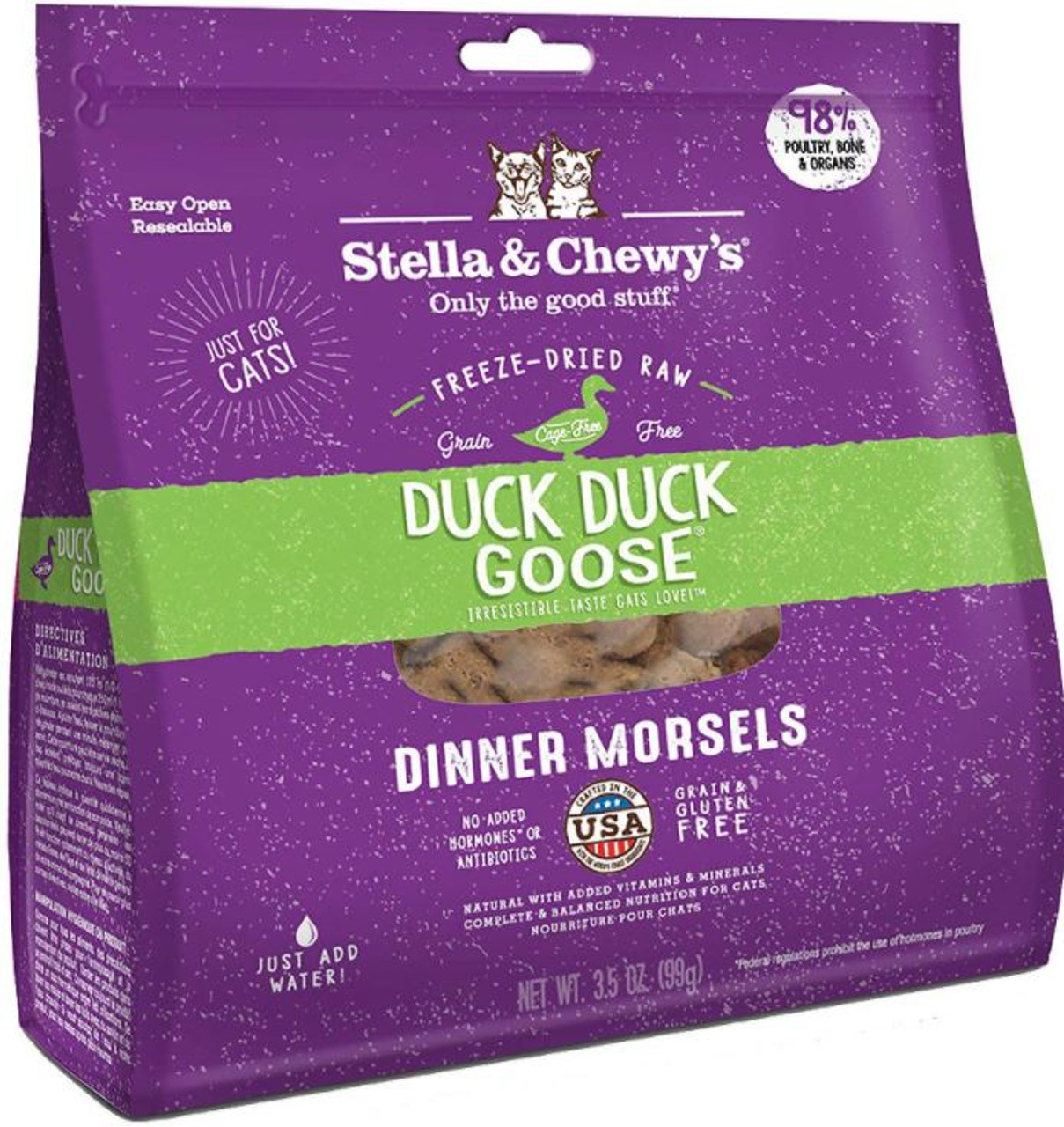 Stella and Chewy's Freeze-Dried Raw Duck Duck Goose Dinner Morsels Cat Food， 3.5 Oz.