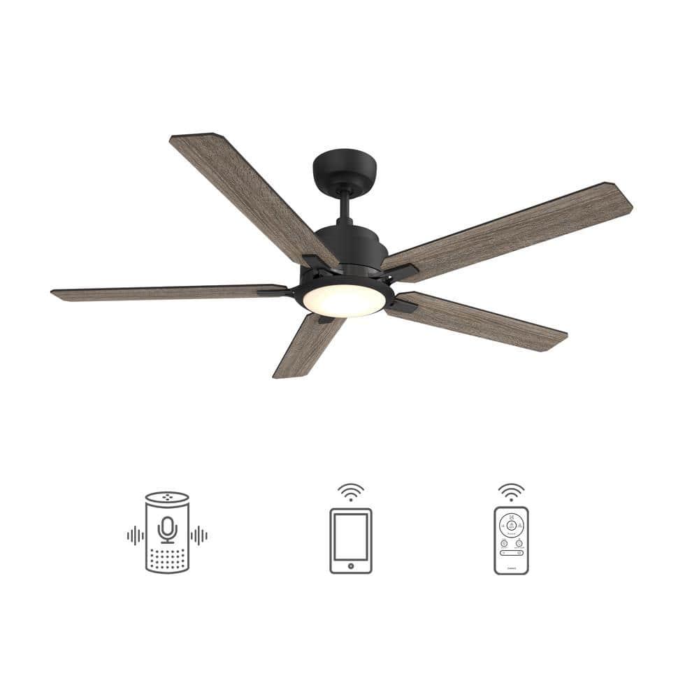 CARRO Essex 52 in Dimmable LED IndoorOutdoor Black Smart Ceiling Fan with Light and Remote Works wAlexaGoogle Home