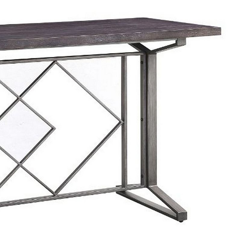 Counter Height Table with Geometric Metal Base， Gray