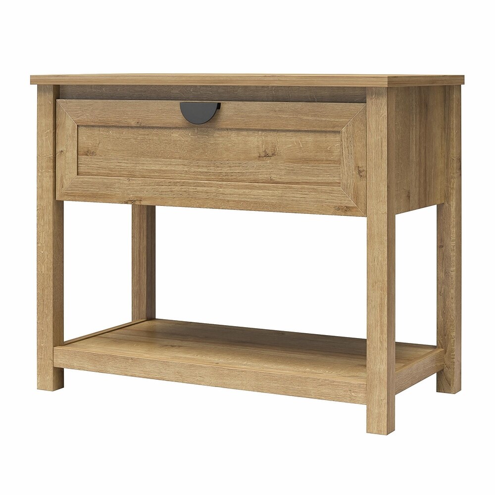 Mr. Kate Primrose Wide 1 Drawer Nightstand with Open Shelf  Ivory Oak