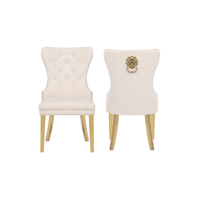 Simba Gold Legs Dinning Chair Finish with Velvet Fabric   2 Chair per Box