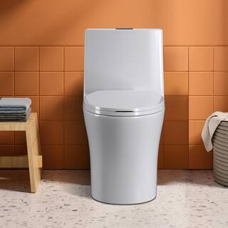 UPIKER Modern 12 in. Rough-In 1-piece 1.27 GPF Dual Flush Elongated Toilet in White Seat Included UP2210TOW1878