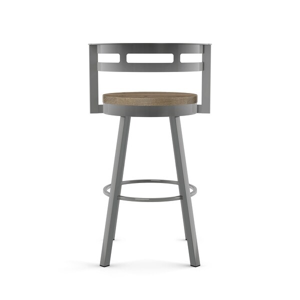 Amisco Vector Swivel Bar Stool with Distressed Wood Seat