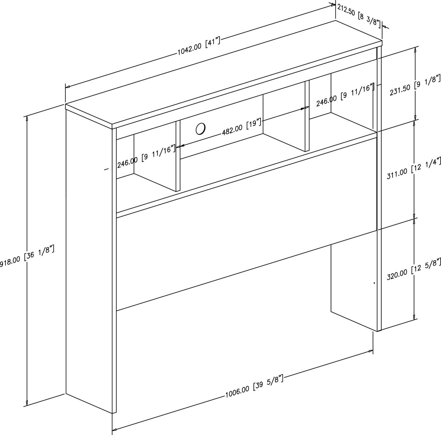 South Shore Spark Bookcase Headboard， Twin， Chocolate