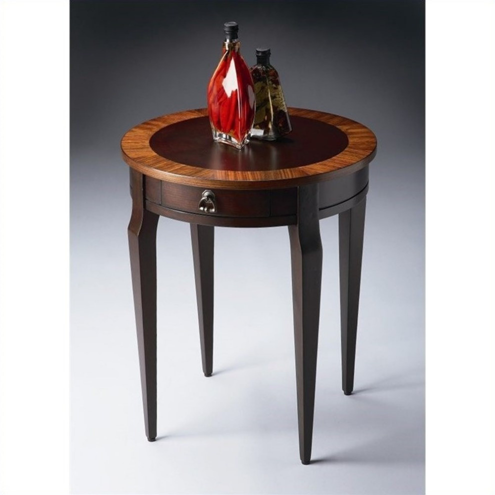 Home Square Specialty Traditional Round Side Table in Cherry Nouveau   Set of 2   Transitional   Side Tables And End Tables   by Homesquare  Houzz