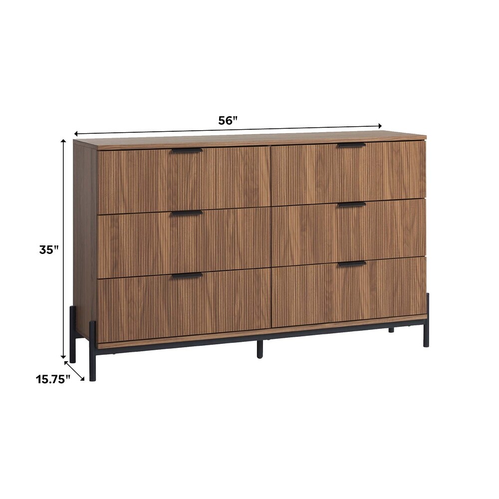 Middlebrook Designs Six Drawer Chest with Reeded Drawer Fronts