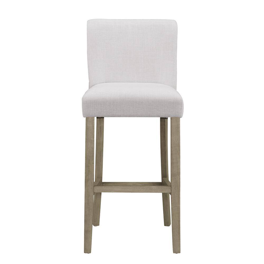 Glamour Home 29.875 in. Aleco Beige Fabric with Metal Nail Head Accents Bar Stool (Set of 2) GHSTL-1219