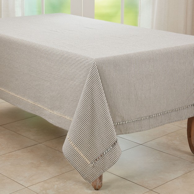 Saro Lifestyle Stripe Design Hemstitched Tablecloth