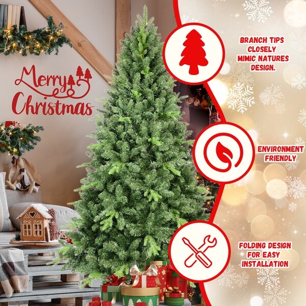 8FT Artificial Christmas Tree with 2535 PEandPVC Mixed Branch Tips