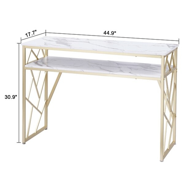 ivinta Modern Narrow Console Table with Storage， White Entryway Table