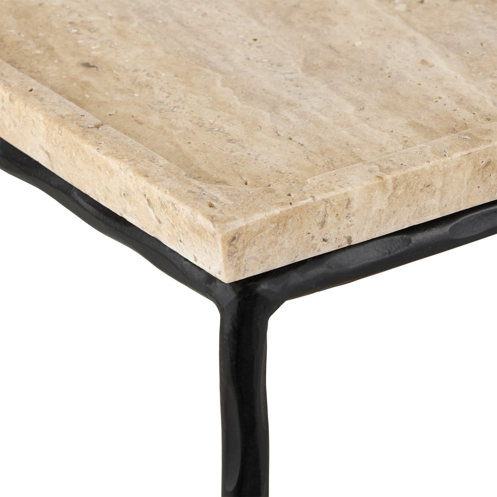 Boyles Travertine Side Table   Coffee And Accent Tables   by Currey  ampCompany  Inc.  Houzz