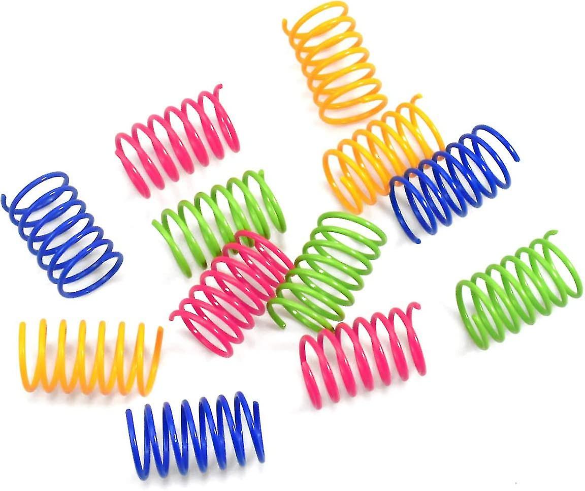 12 Pieces Colorful Spring Cat Toy， Interactive Plastic Spiral Springs Toy