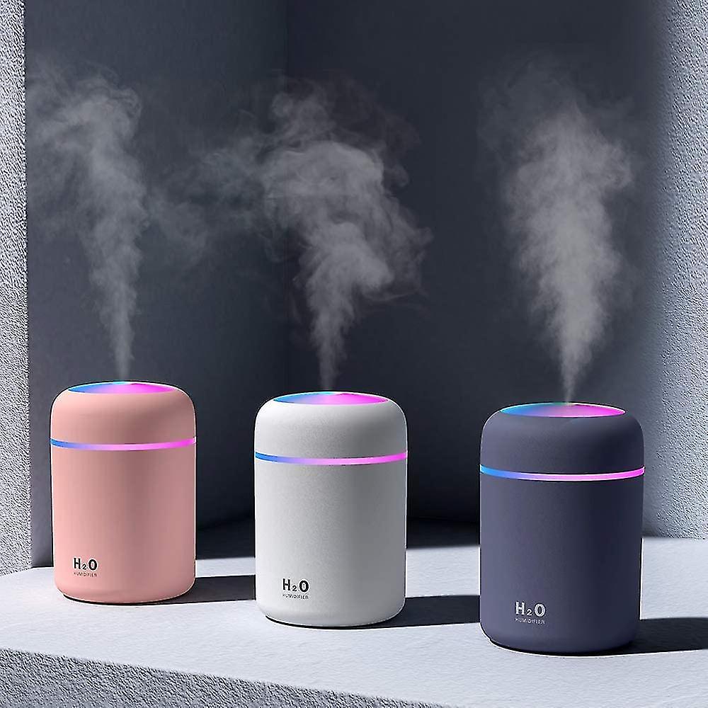 300ml Portable Mini Humidifier， Colorful Essential Oil Diffuser， Usb Ultra Quiet Mist Sprayer With 2 Mist Modes And Auto Shut-off(white)