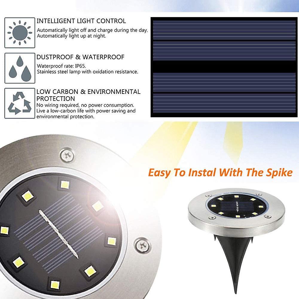 4pcs Solar Ground Light Outdoor， Waterproof Outdoor In-ground Solar Garden Path Lights With Light Sensor Disk Lights For Pathway In-ground