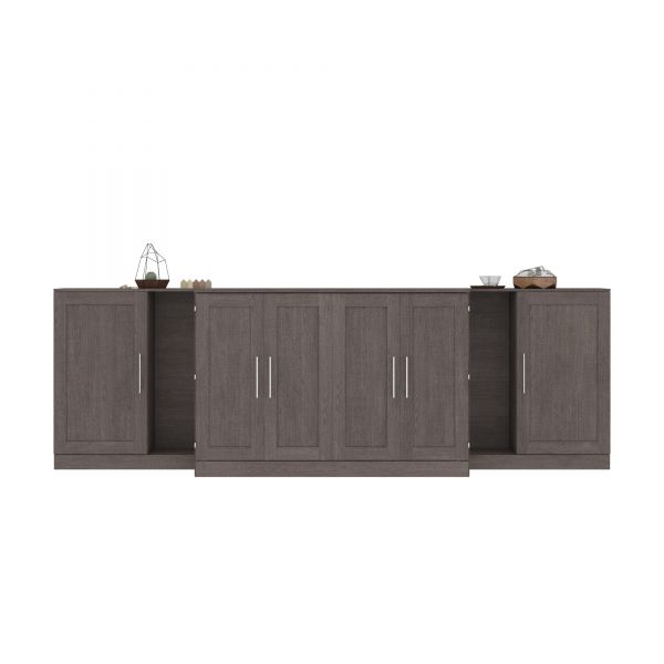 Bestar Pur by Bestar Queen Cabinet Bed with Two Storage Units - Bark Gray